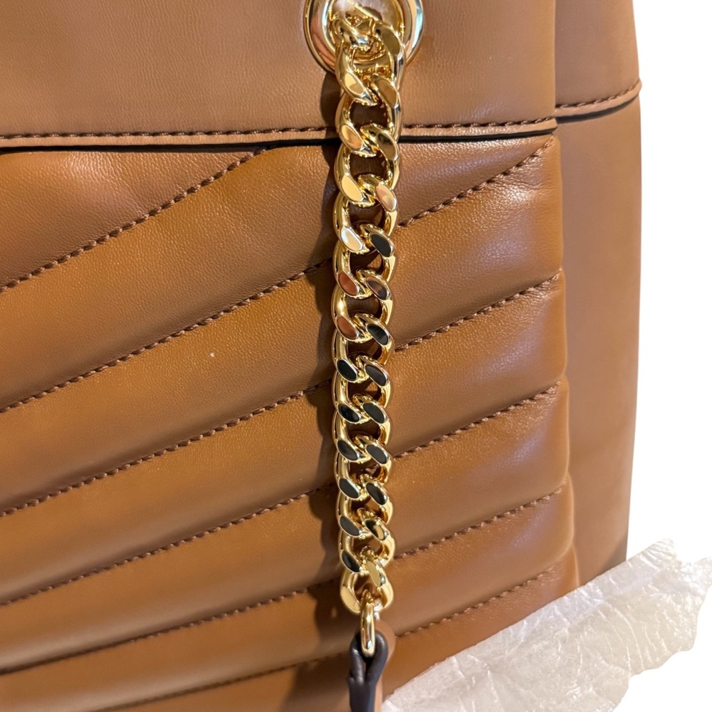 Michael Kors Whitney Medium Quilted Chain shoulder Tote bag in luggage tan. - Picture 13 of 15